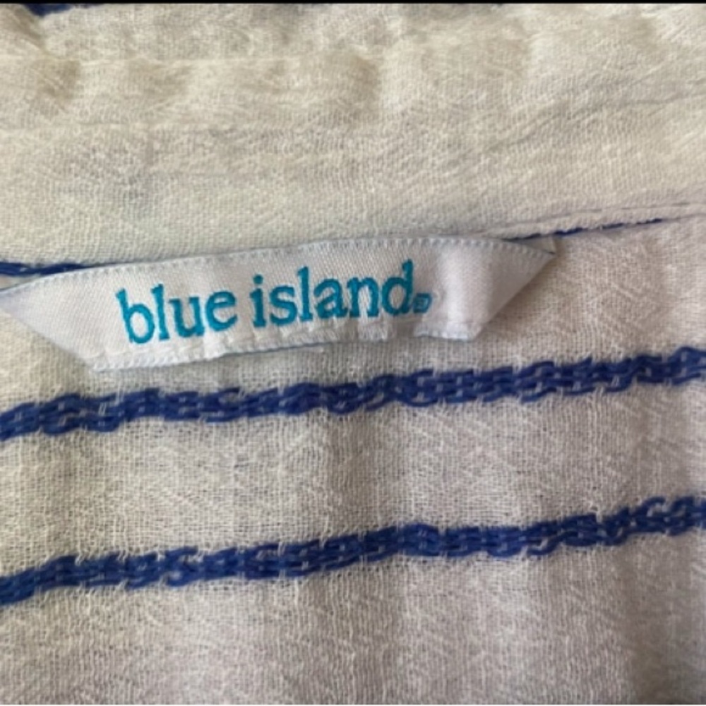 Blue Island 100% Cotton Embroidered Beach Tunic Swim Cover M - Picture 11 of 13